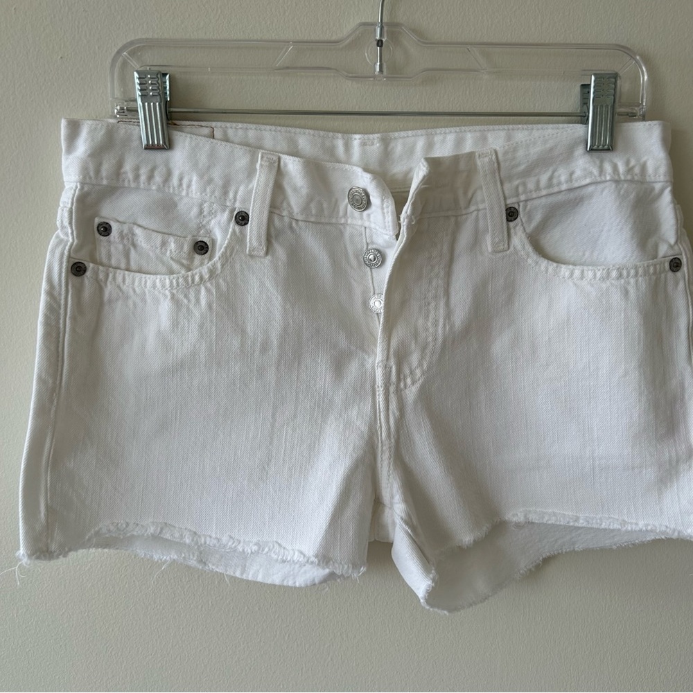 Levi's White Jean Shorts Frayed Hem